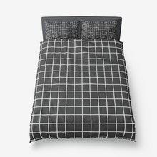Load image into Gallery viewer, Black Minimal Grid Duvet Cover
