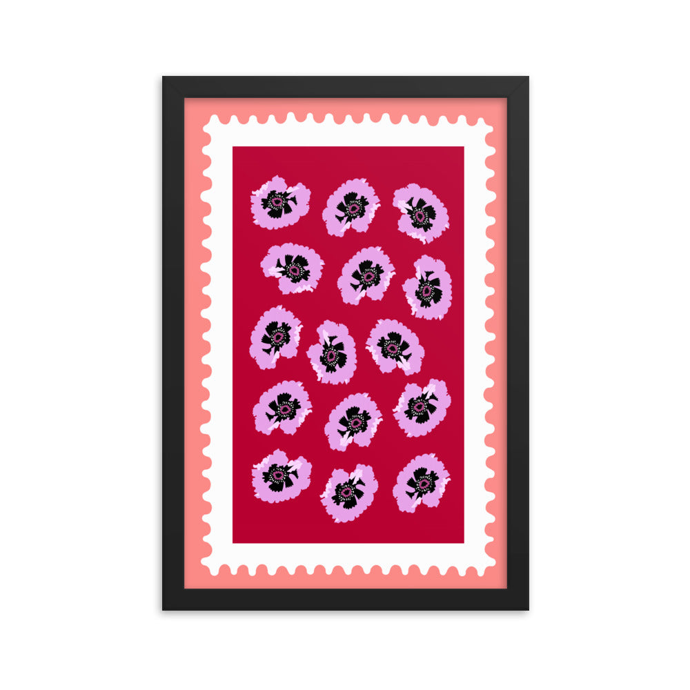 Framed Flower Art Stamp Print
