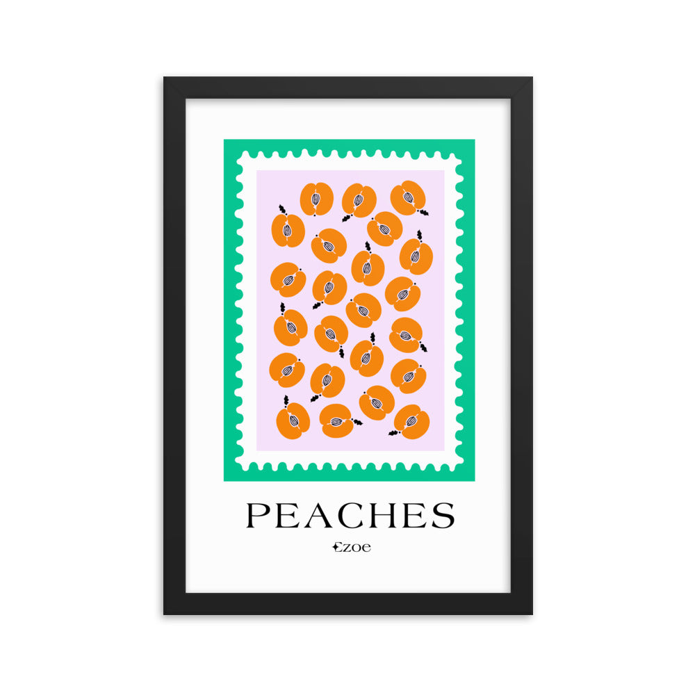 Framed Peaches Stamp Art Print