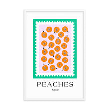 Load image into Gallery viewer, Framed Peaches Stamp Art Print
