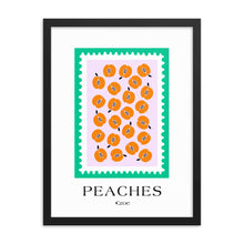 Load image into Gallery viewer, Framed Peaches Stamp Art Print
